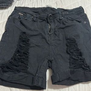 columbian black ripped shorts